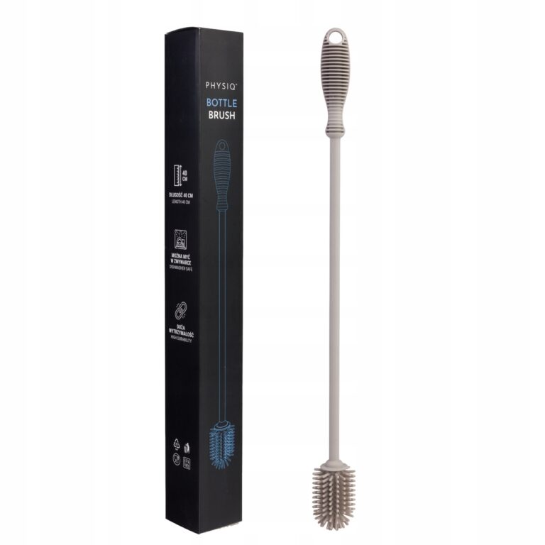 Physiq szczotka silikonowa do mycia butelek 40 cm jasno-szara